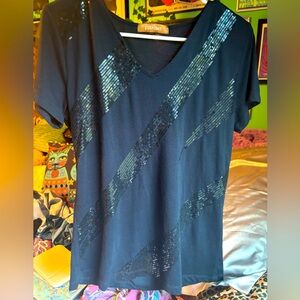 Navy blue sequin top